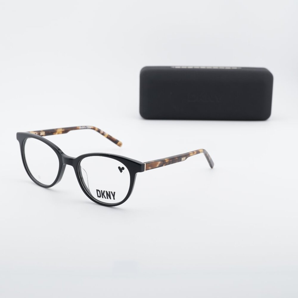 DKNY DK5050 001 Round Eyeglasses 50mm - Black/Havana